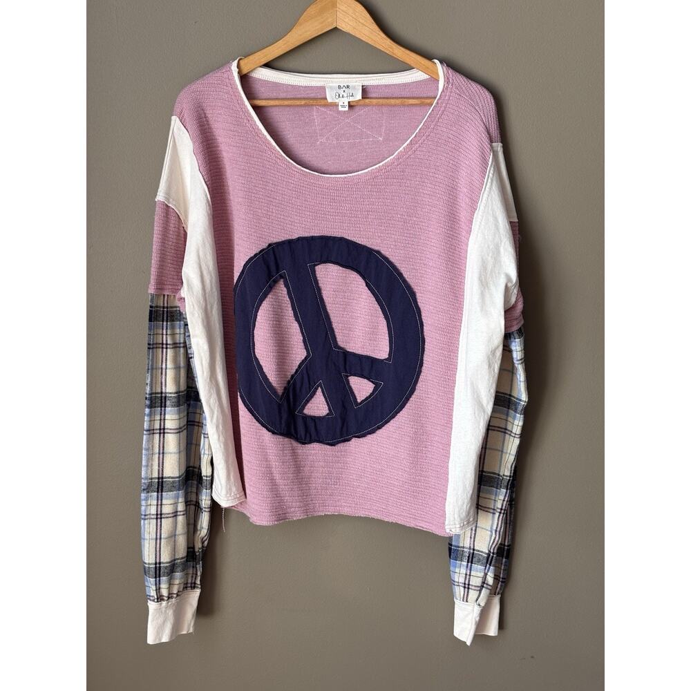 BAR x Oli & Hali S Oversized TopShirt Mixed Media RawEdges PEACE SIGN Circa 1960